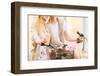 Summer Holidays, Bikes, Love, Relationship and Dating Concept - Closeup of Couple Holding Coffee An-dolgachov-Framed Photographic Print