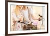 Summer Holidays, Bikes, Love, Relationship and Dating Concept - Closeup of Couple Holding Coffee An-dolgachov-Framed Photographic Print