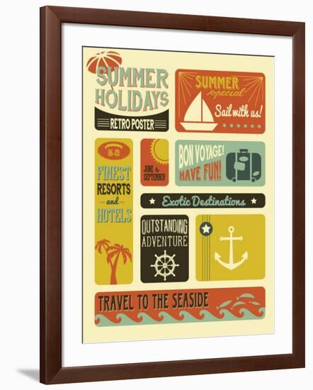 Summer Holidays Poster - Retro Style Summer Poster-LanaN.-Framed Art Print