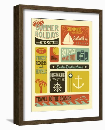 Summer Holidays Poster - Retro Style Summer Poster-LanaN.-Framed Art Print