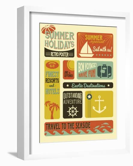 Summer Holidays Poster - Retro Style Summer Poster-LanaN.-Framed Art Print