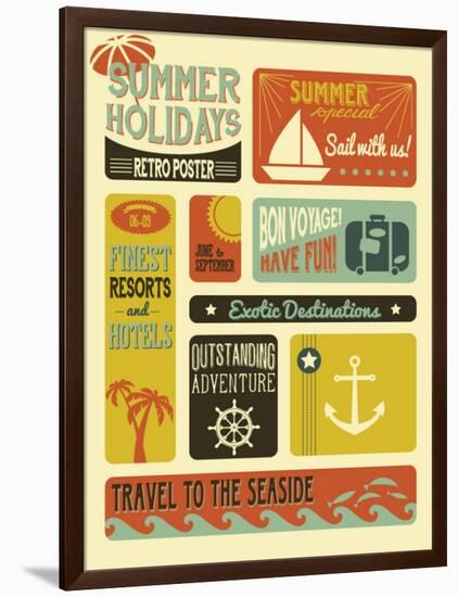 Summer Holidays Poster - Retro Style Summer Poster-LanaN.-Framed Art Print