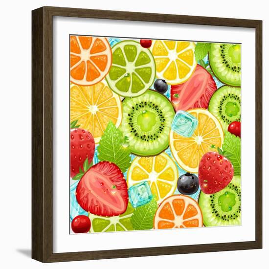 Summer Holidays Set With Cocktail Fruits And Berries-Ozerina Anna-Framed Art Print