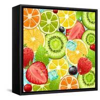 Summer Holidays Set With Cocktail Fruits And Berries-Ozerina Anna-Framed Stretched Canvas