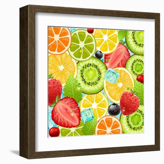 Summer Holidays Set With Cocktail Fruits And Berries-Ozerina Anna-Framed Art Print