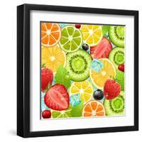 Summer Holidays Set With Cocktail Fruits And Berries-Ozerina Anna-Framed Art Print