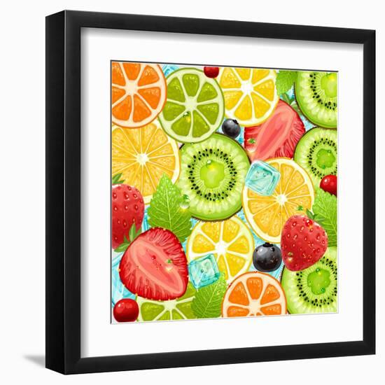 Summer Holidays Set With Cocktail Fruits And Berries-Ozerina Anna-Framed Art Print