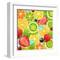 Summer Holidays Set With Cocktail Fruits And Berries-Ozerina Anna-Framed Art Print