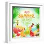 Summer Holidays Set With Cocktails, Palms, Sun, Sky, Sea, Fruits And Berries-Ozerina Anna-Framed Art Print