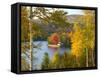 Summer Home Surrounded by Fall Colors, Wyman Lake, Maine, USA-Steve Terrill-Framed Stretched Canvas