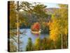 Summer Home Surrounded by Fall Colors, Wyman Lake, Maine, USA-Steve Terrill-Stretched Canvas