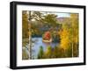 Summer Home Surrounded by Fall Colors, Wyman Lake, Maine, USA-Steve Terrill-Framed Premium Photographic Print