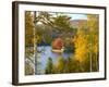 Summer Home Surrounded by Fall Colors, Wyman Lake, Maine, USA-Steve Terrill-Framed Photographic Print