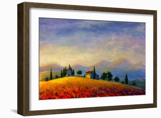 Summer Houses Landscape-Valery Rybakow-Framed Art Print