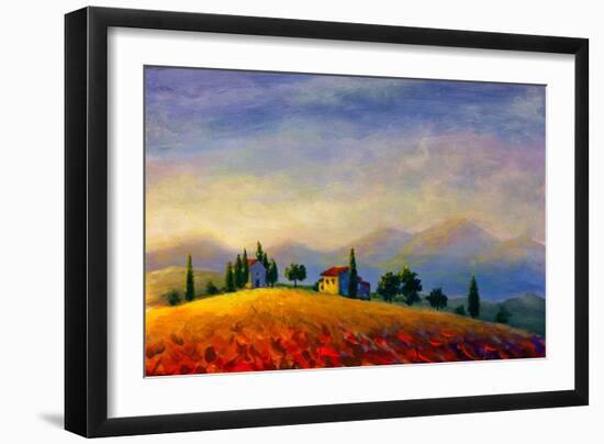 Summer Houses Landscape-Valery Rybakow-Framed Art Print