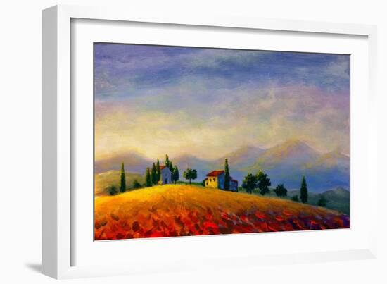 Summer Houses Landscape-Valery Rybakow-Framed Art Print