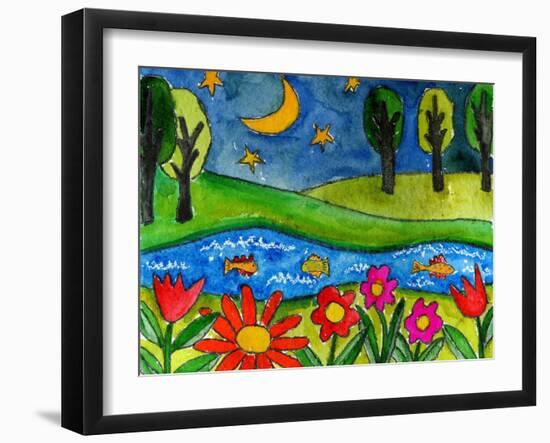 Summer Lake at Midnight-Wyanne-Framed Giclee Print