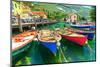 Summer Landscape and Wooden Boats,Lake Garda,Torbole Town,Italy,Europe-Gaspar Janos-Mounted Photographic Print