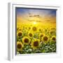 Summer Landscape: Beauty Sunset over Sunflowers Field-nadiya_sergey-Framed Photographic Print