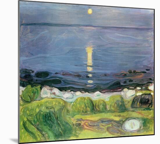 Summer Night At The Shore-Edvard Munch-Mounted Premium Giclee Print