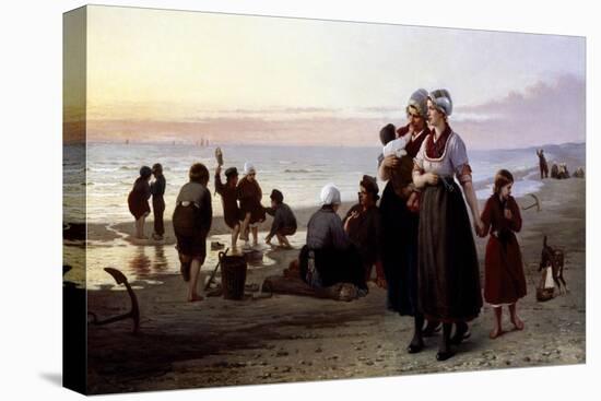 Summer on a Breton Beach-Henri-Jacques Bource-Stretched Canvas