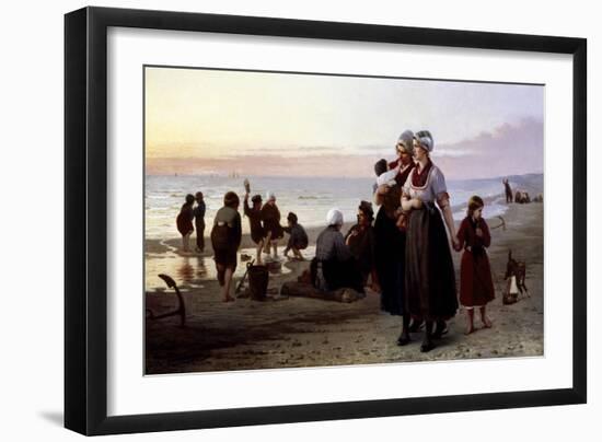 Summer on a Breton Beach-Henri-Jacques Bource-Framed Giclee Print