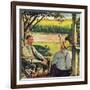 "Summer on the Farmhouse Porch,"August 1, 1947-W.C. Griffith-Framed Giclee Print