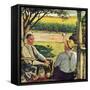 "Summer on the Farmhouse Porch,"August 1, 1947-W.C. Griffith-Framed Stretched Canvas