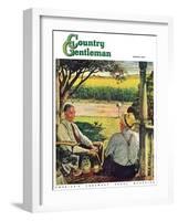 "Summer on the Farmhouse Porch," Country Gentleman Cover, August 1, 1947-W.C. Griffith-Framed Giclee Print