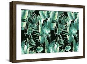Summer Palm Tree and Banana Leaves Pattern-Eisfrei-Framed Premium Giclee Print