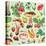 Summer Pattern with Watercolor Illustrations of Flowers and Mushrooms-Sundra-Stretched Canvas