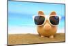 Summer Piggy Bank with Sunglasses on the Beach-viperagp-Mounted Photographic Print