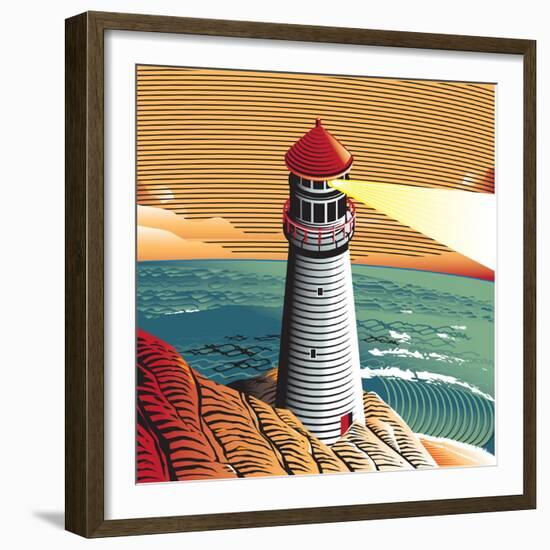 Summer Point Lighthouse-bigredlynx-Framed Premium Giclee Print