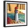 Summer Point Lighthouse-bigredlynx-Framed Art Print