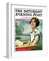 "Summer Reading," Saturday Evening Post Cover, September 4, 1926-Bradshaw Crandall-Framed Giclee Print