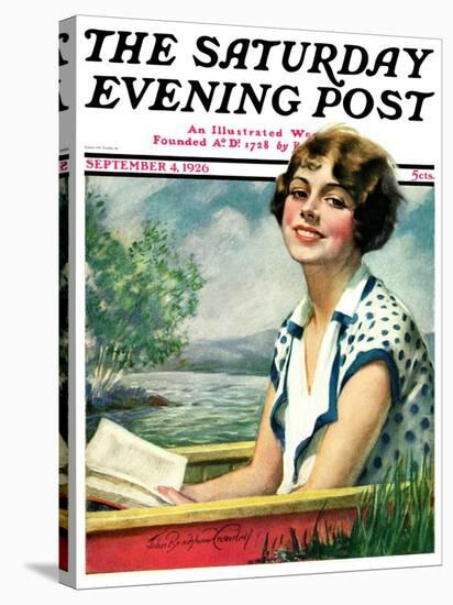 "Summer Reading," Saturday Evening Post Cover, September 4, 1926-Bradshaw Crandall-Stretched Canvas