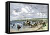 Summer Residents Enjoying the Beach in Newport, Rhode Island, 1870s-null-Framed Stretched Canvas