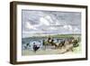 Summer Residents Enjoying the Beach in Newport, Rhode Island, 1870s-null-Framed Giclee Print