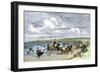 Summer Residents Enjoying the Beach in Newport, Rhode Island, 1870s-null-Framed Giclee Print