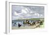 Summer Residents Enjoying the Beach in Newport, Rhode Island, 1870s-null-Framed Giclee Print
