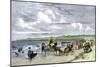 Summer Residents Enjoying the Beach in Newport, Rhode Island, 1870s-null-Mounted Giclee Print