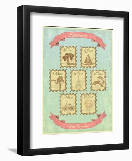 Summer Retro Card-elfivetrov-Framed Art Print