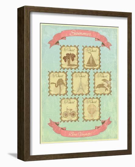 Summer Retro Card-elfivetrov-Framed Art Print