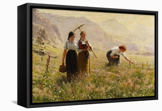Summer's Day in Norway; Ein Sommertag in Norwegen-Hans Dahl-Framed Stretched Canvas
