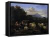 Summer's Evening in Italy, 1660-Nicolaes Pietersz. Berchem-Framed Stretched Canvas