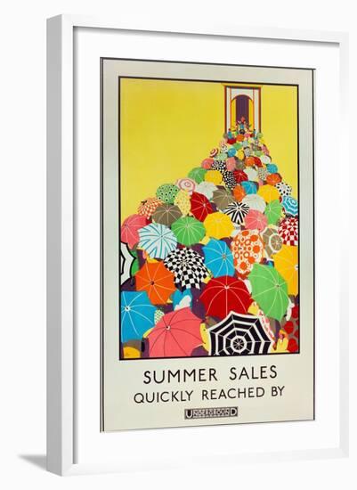 Summer Sales, Quickly Reached by Underground, 1925-Mary Koop-Framed Giclee Print