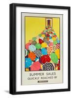 Summer Sales, Quickly Reached by Underground, 1925-Mary Koop-Framed Premium Giclee Print