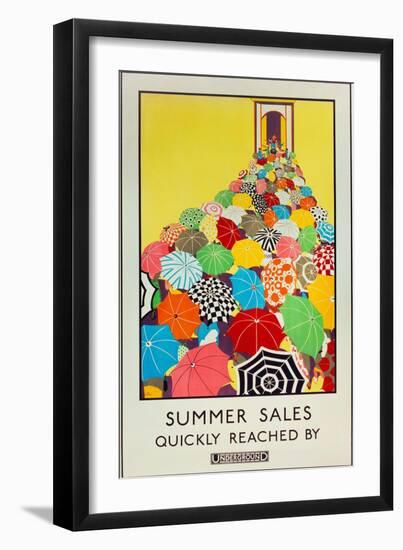 Summer Sales, Quickly Reached by Underground, 1925-Mary Koop-Framed Premium Giclee Print