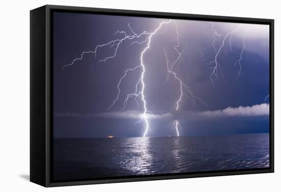 Summer Storm Beginning with Lightning-Leonid Tit-Framed Stretched Canvas