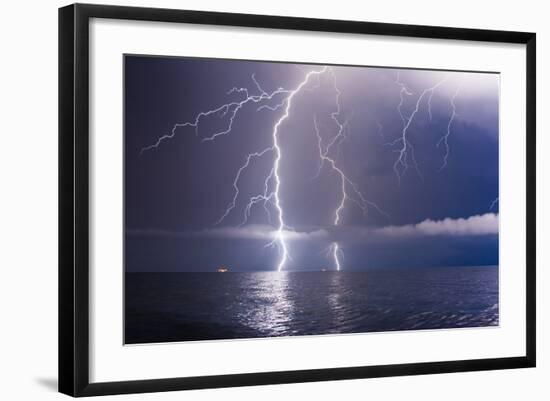 Summer Storm Beginning with Lightning-Leonid Tit-Framed Photographic Print